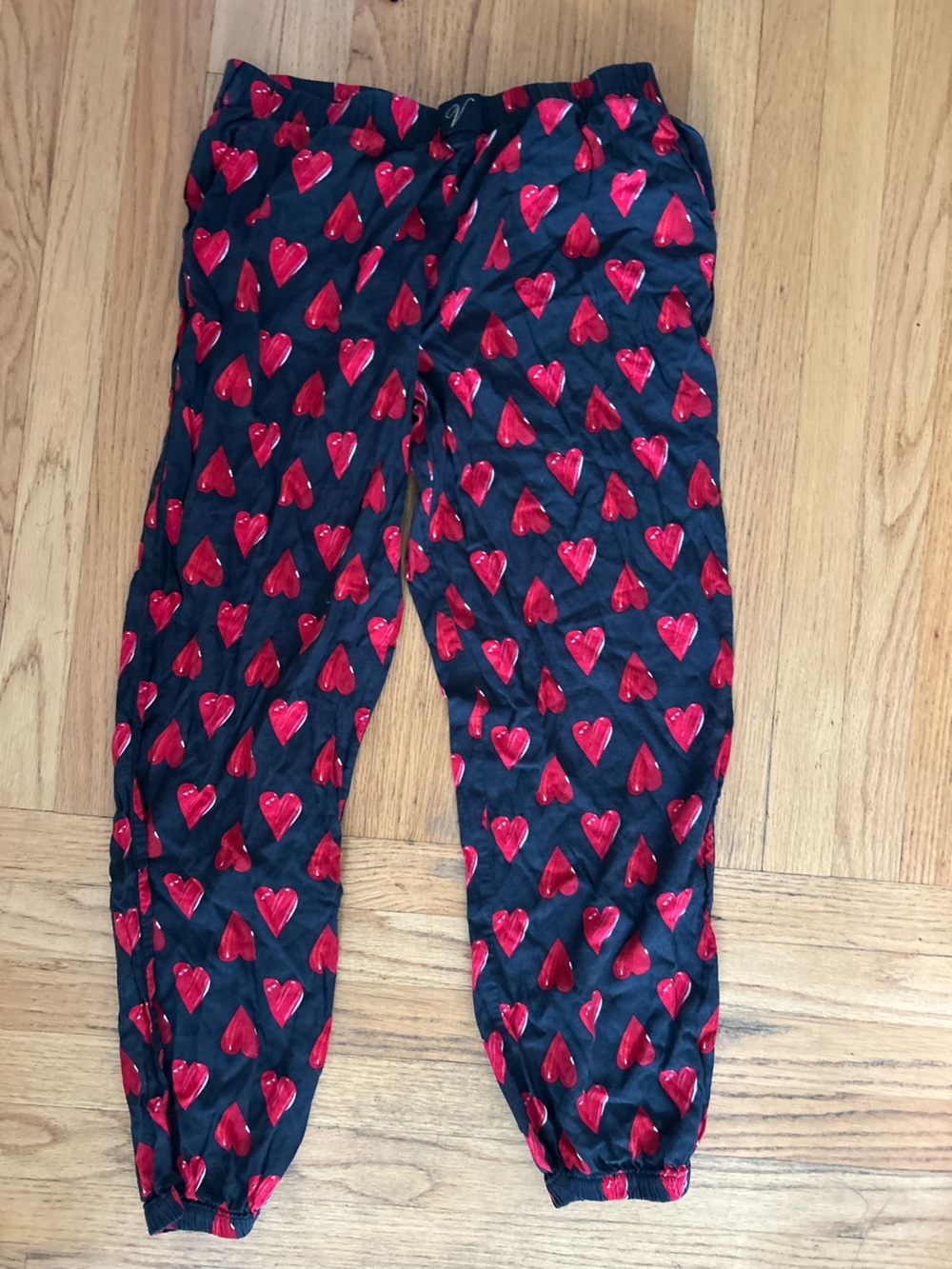 Victoria's Secret Navy Pajama Pants with Red Heart Print